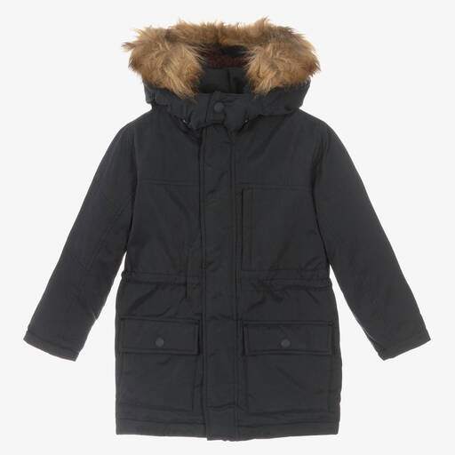 Mayoral-Boys Navy Blue Hooded Parka | Childrensalon Outlet