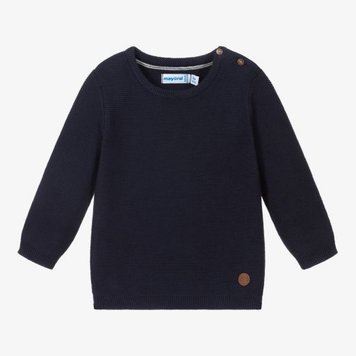 Mayoral-Boys Navy Blue Knitted Sweater | Childrensalon Outlet