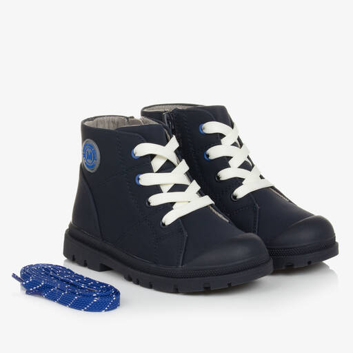 Mayoral-Boys Navy Blue Lace-Up Boots | Childrensalon Outlet