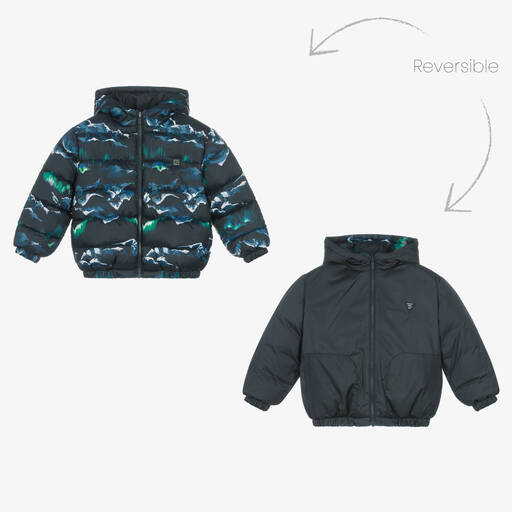 Mayoral-Boys Navy Blue Reversible Puffer Jacket | Childrensalon Outlet