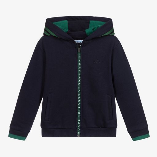 Mayoral-Boys Navy Blue Zip-Up Hoodie | Childrensalon Outlet