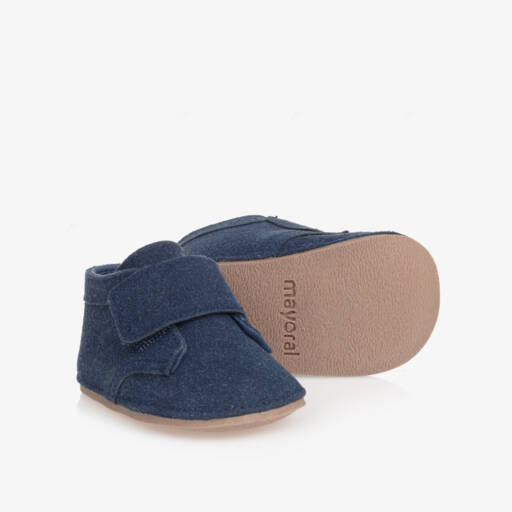 Mayoral Newborn-Boys Navy Faux Suede Pre-Walkers | Childrensalon Outlet