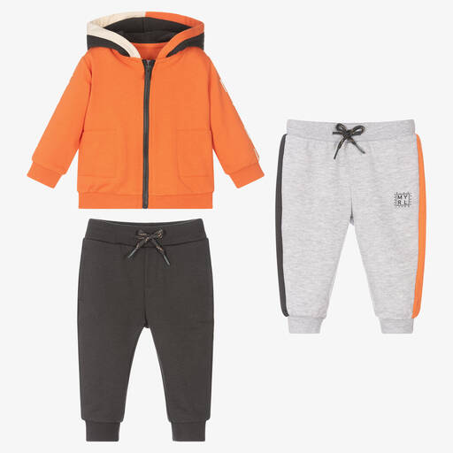 Mayoral-Оранжевый спортивный костюм из 3 предметов для мальчиков | Childrensalon Outlet