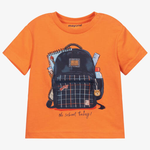 Mayoral-Boys Orange Backpack T-Shirt | Childrensalon Outlet