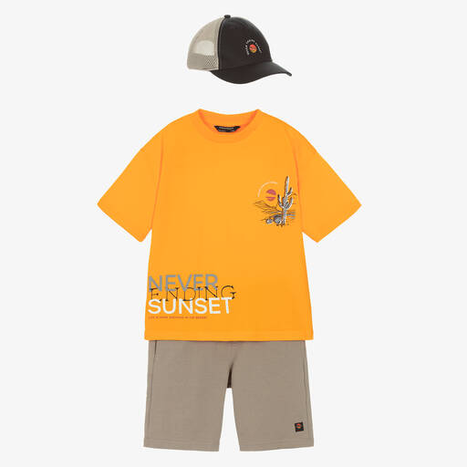 Mayoral-Boys Orange & Brown Cactus Shorts Set | Childrensalon Outlet