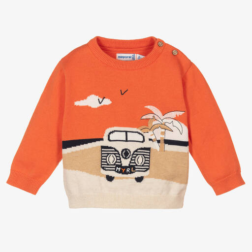 Mayoral-Оранжевый свитер с домом на колесах | Childrensalon Outlet