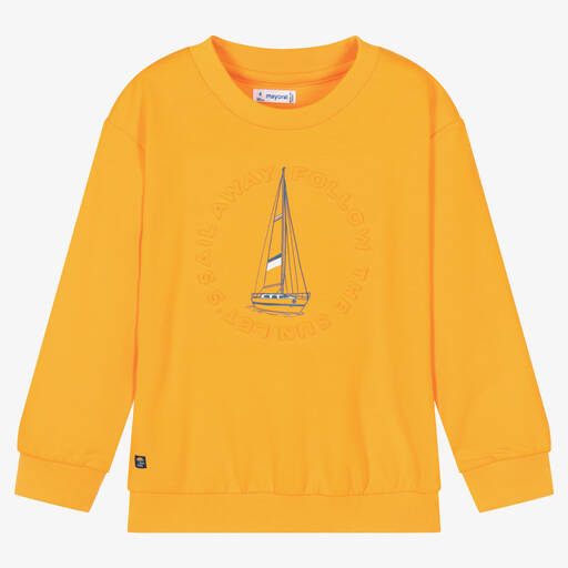 Mayoral-Boys Orange Cotton Boat Sweatshirt | Childrensalon Outlet