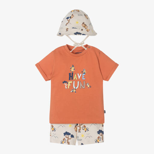 Mayoral-Boys Orange Cotton Monkey Shorts Set | Childrensalon Outlet