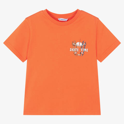 Mayoral-Oranges Baumwoll-Skater-T-Shirt (J) | Childrensalon Outlet