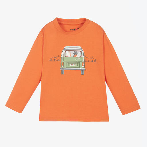 Mayoral-Boys Orange Cotton Top | Childrensalon Outlet