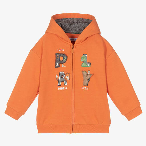 Mayoral-Boys Orange Hooded Zip-Up Top | Childrensalon Outlet