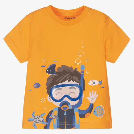 Mayoral-Boys Orange Scuba T-Shirt | Childrensalon Outlet