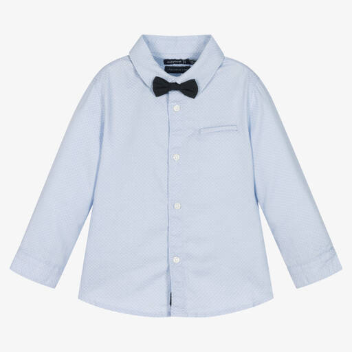Mayoral-قميص قطن لون أزرق باهت أطفال ولادي | Childrensalon Outlet