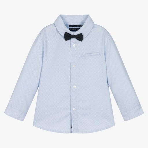 Mayoral-Boys Pale Blue Cotton Shirt | Childrensalon Outlet