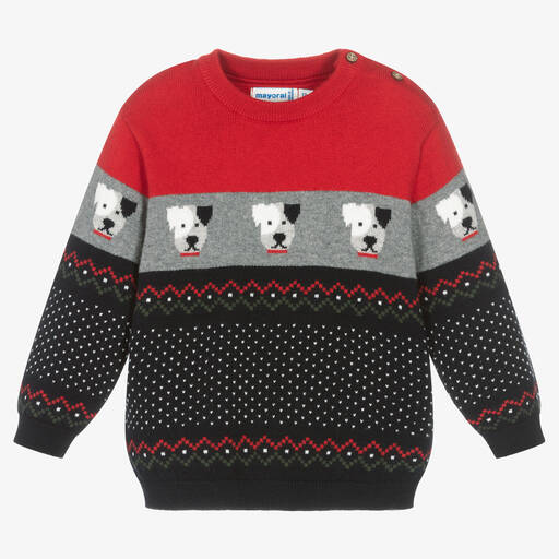 Mayoral-Boys Red & Blue Knitted Sweater | Childrensalon Outlet