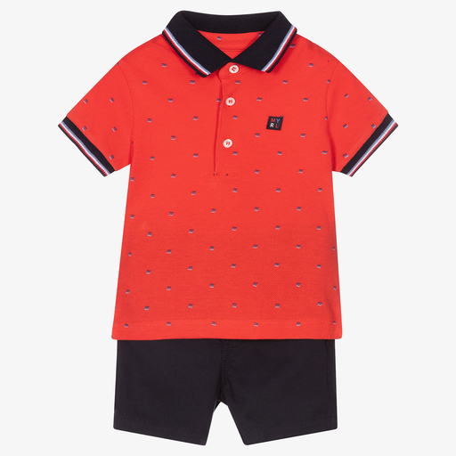 Mayoral-Красная футболка и синие шорты для мальчиков | Childrensalon Outlet