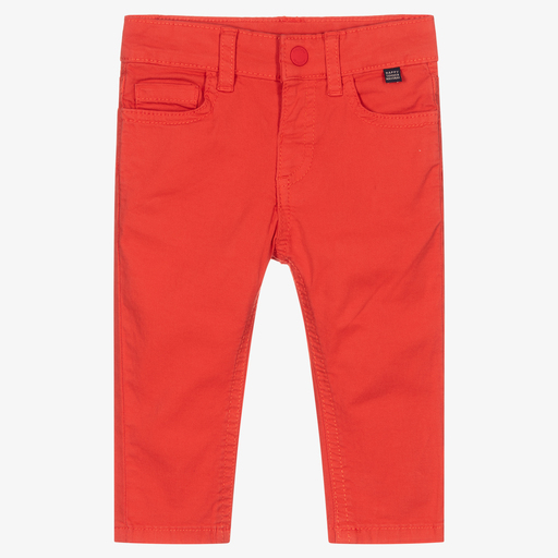 Mayoral-Boys Red Cotton Chino Trousers | Childrensalon Outlet