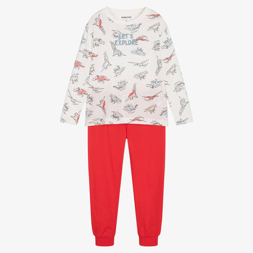 Mayoral-Boys Red Cotton Dinosaur Pyjamas | Childrensalon Outlet