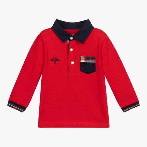 Mayoral-Boys Red Cotton Polo Shirt | Childrensalon Outlet