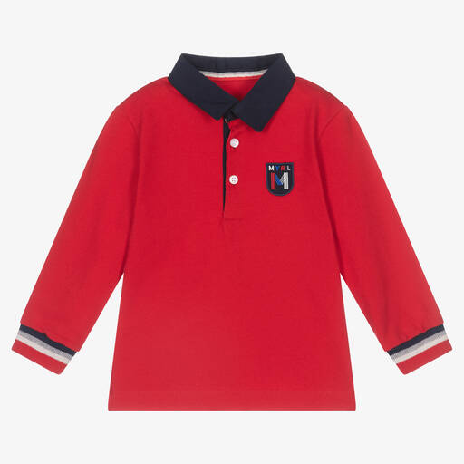 Mayoral-Boys Red Cotton Rugby Shirt | Childrensalon Outlet
