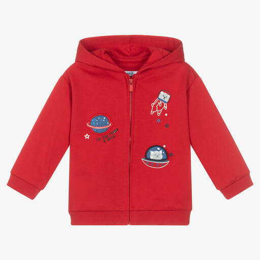 Mayoral-Boys Red Cotton Zip-Up Hoodie | Childrensalon Outlet