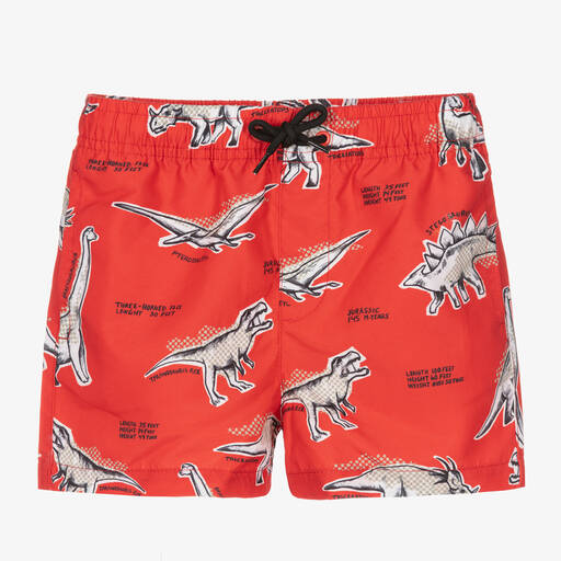 Mayoral-Boys Red Dinosaur Swim Shorts | Childrensalon Outlet
