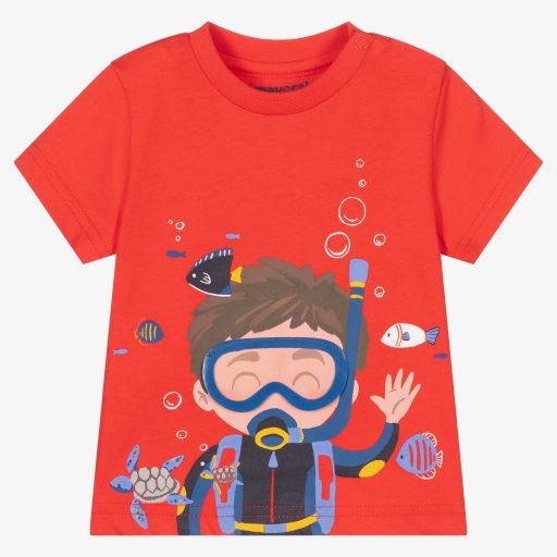 Mayoral-Boys Red Scuba T-Shirt | Childrensalon Outlet