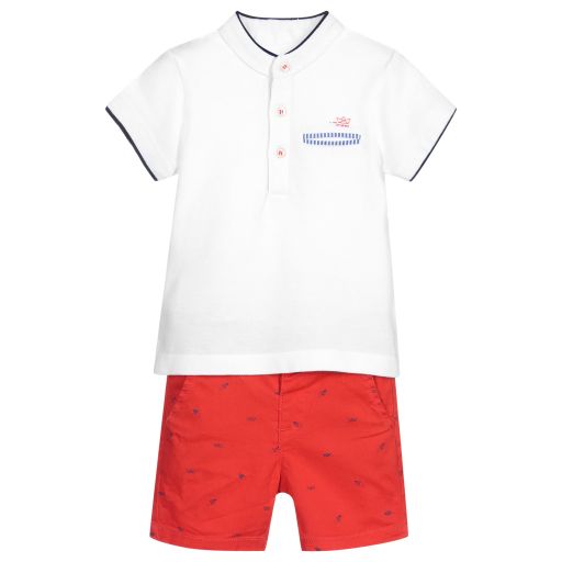 Mayoral-Boys Red & White Shorts Set | Childrensalon Outlet