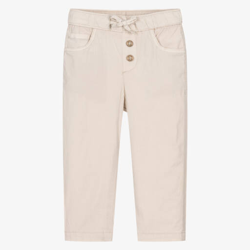 Mayoral-Boys Soft Beige Drawstring Pants | Childrensalon Outlet