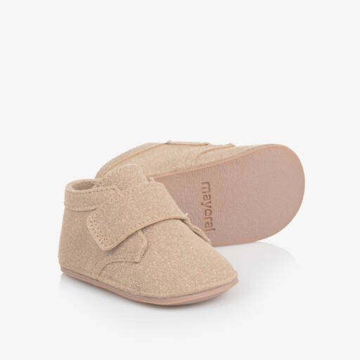 Mayoral Newborn-Boys Velcro Beige Pre-Walkers | Childrensalon Outlet