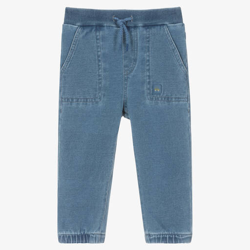 Mayoral-Boys Washed Blue Cotton Joggers | Childrensalon Outlet