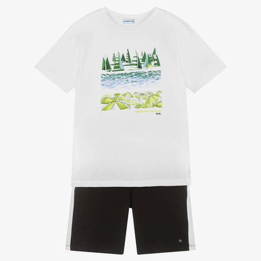 Mayoral-Boys White & Black Cotton Shorts Set | Childrensalon Outlet