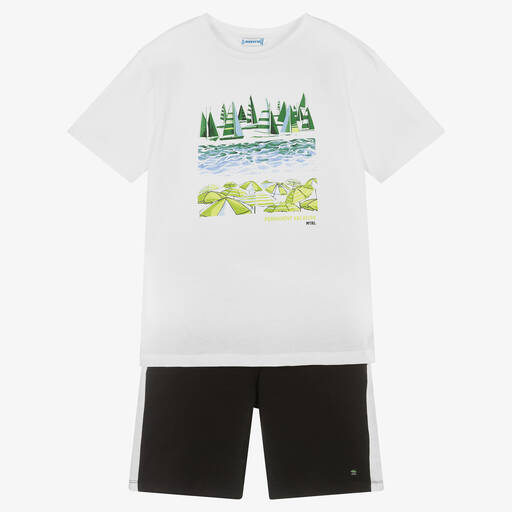 Mayoral-Baumwollshorts-Set in Schwarz-Weiß | Childrensalon Outlet