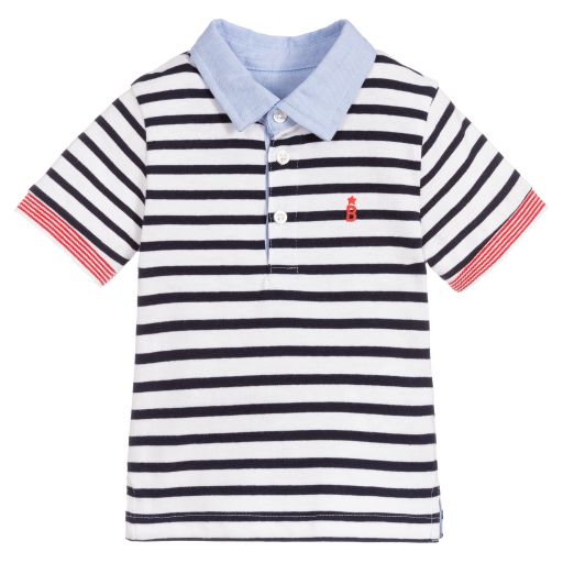 Mayoral-Boys White & Blue Polo Shirt | Childrensalon Outlet