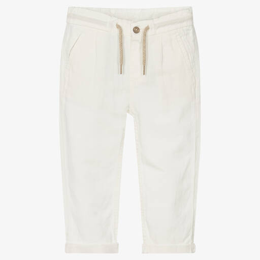 Mayoral-Boys White Cotton & Linen Trousers | Childrensalon Outlet