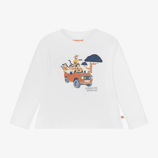 Mayoral-Boys White Cotton Monkey Top | Childrensalon Outlet