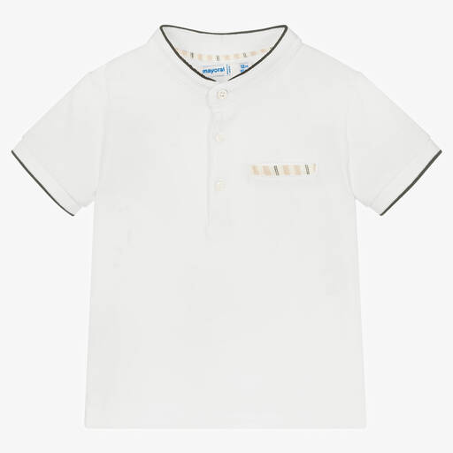 Mayoral-Boys White Cotton Piqué Top | Childrensalon Outlet