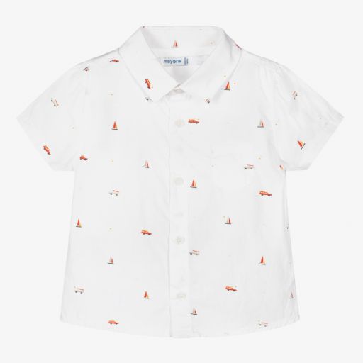 Mayoral-Boys White Cotton Shirt | Childrensalon Outlet