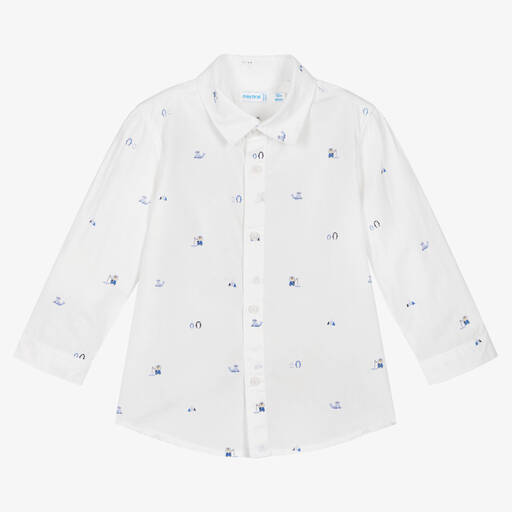 Mayoral-Boys White Cotton Shirt | Childrensalon Outlet