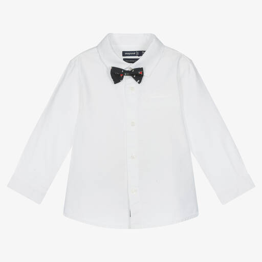Mayoral-قميص قطن مستدام لون أبيض أطفال ولادي | Childrensalon Outlet