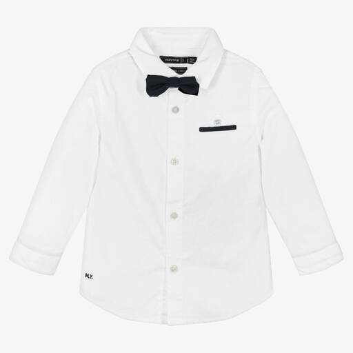 Mayoral-Boys White Cotton Shirt & Bow Tie | Childrensalon Outlet