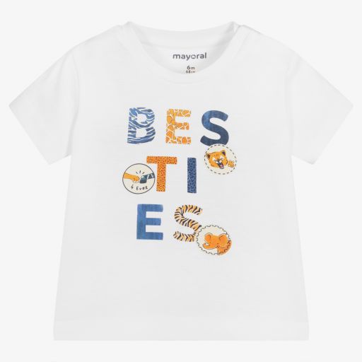 Mayoral-Boys White Cotton T-Shirt | Childrensalon Outlet