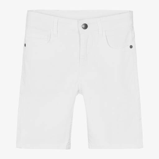 Mayoral Nukutavake-Boys White Cotton Twill Shorts | Childrensalon Outlet