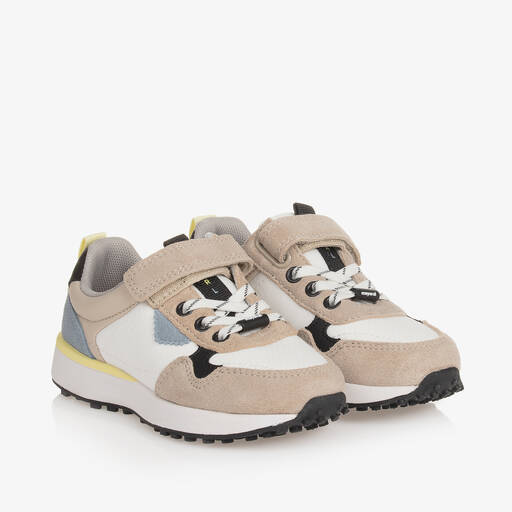 Mayoral-Boys White Leather & Textile Trainers  | Childrensalon Outlet