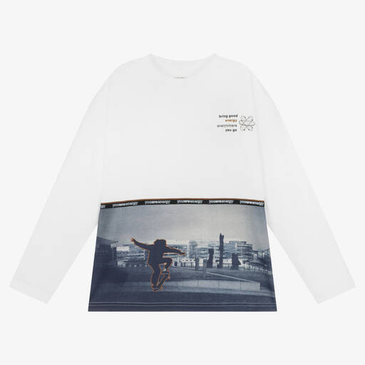 Mayoral Nukutavake-Boys White Skateboard Top | Childrensalon Outlet