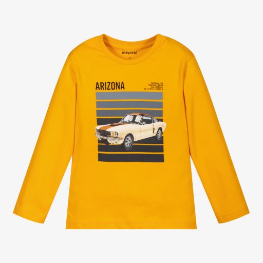 Mayoral-Boys Yellow Cotton Car Top | Childrensalon Outlet