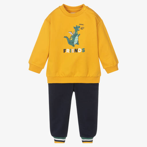 Mayoral-Boys Yellow Cotton Dragon Tracksuit | Childrensalon Outlet