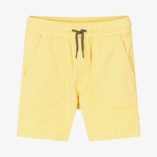 Mayoral-Boys Yellow Cotton Drawstring Shorts | Childrensalon Outlet