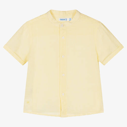 Mayoral-Boys Yellow Cotton & Linen Shirt | Childrensalon Outlet
