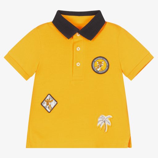 Mayoral-توب بولو أطفال ولادي قطن بيكيه مستدام لون أصفر | Childrensalon Outlet